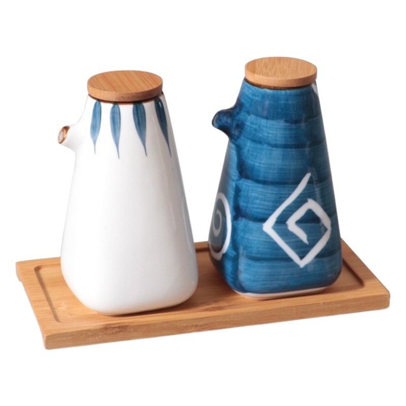 Suministros de cocina de estilo japonés creativo cerámica condimento olla salsa olla vinagre botella salsa para el hogar botella de aceite traje condimento botella