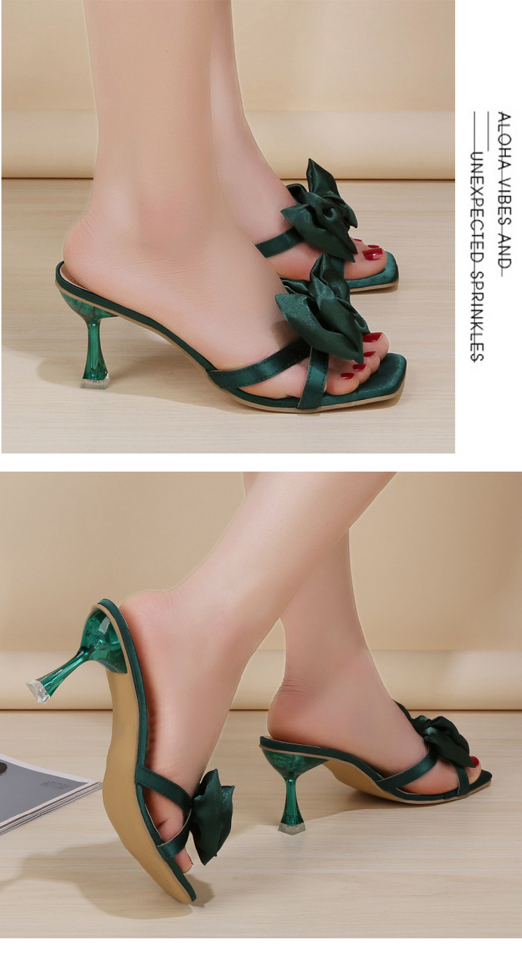 Women's Square Toe Stiletto Heels Open Toe High Heels With Bow European And American Style Sexy Sandals For Petite Perfect For Summer_vogvips.com