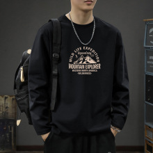 T恤休闲百搭纯棉男士宽松潮牌长袖内搭秋季大码印花ins春秋重磅