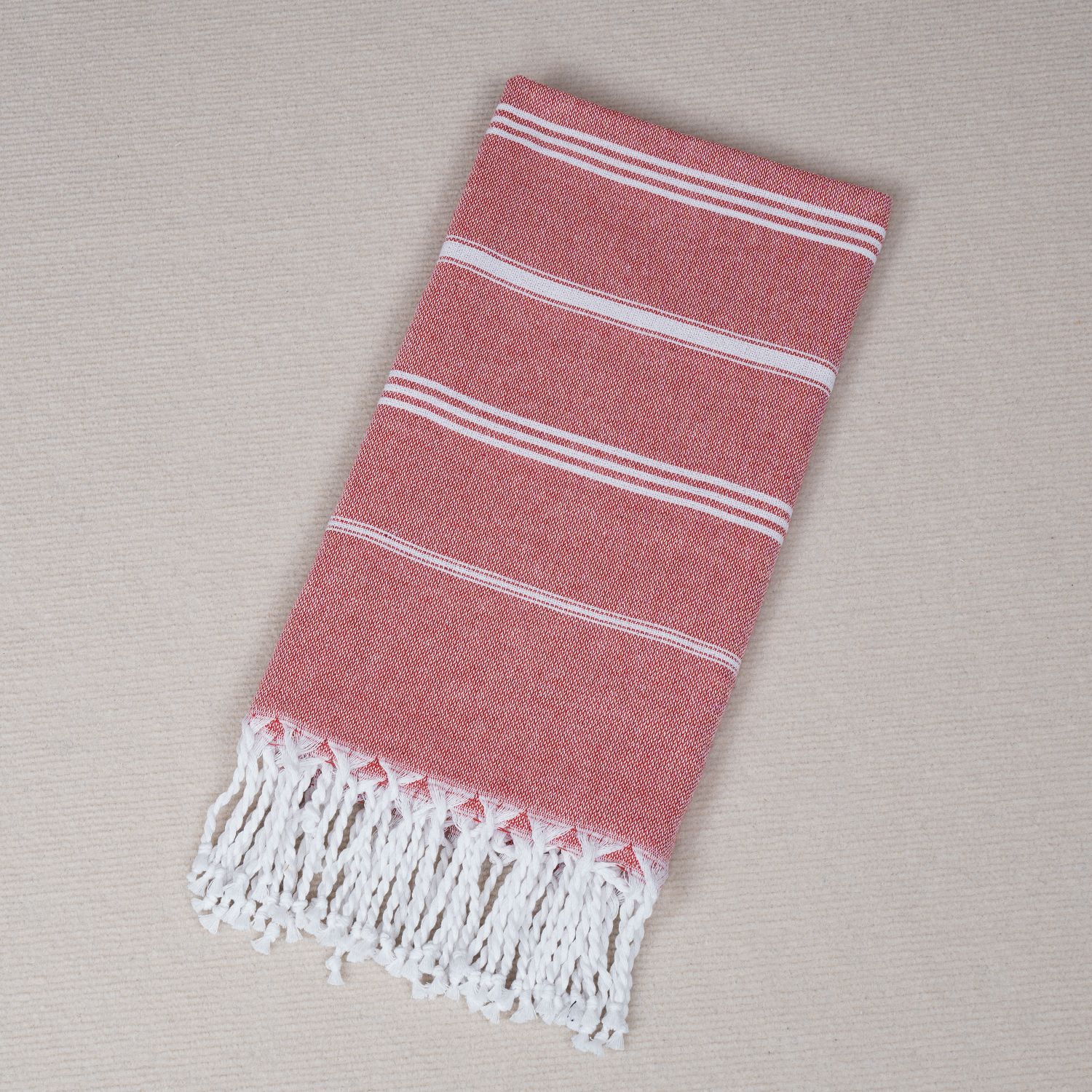 Horizontal striped beach towel red
