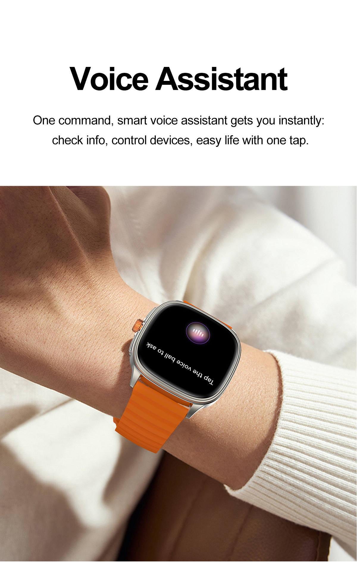 Smartwatch Mit Bluetooth Telefonie Sprachassistent Fitness Tracker_voghion.com