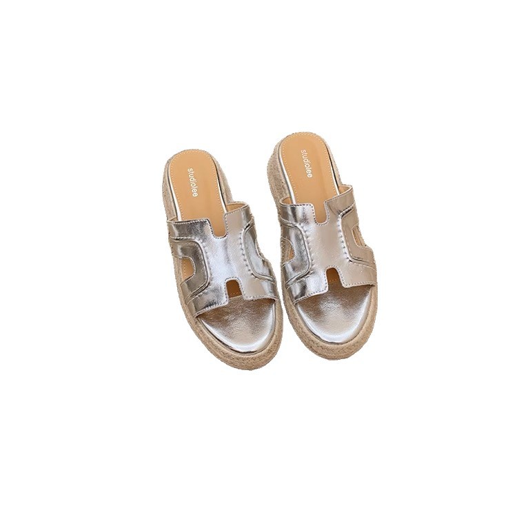 La madre de la uva studiolee aumenta 6cm ~ Luth mismo estilo retro de una palabra pendiente de fondo grueso con sandalias y zapatillas H verano femenino