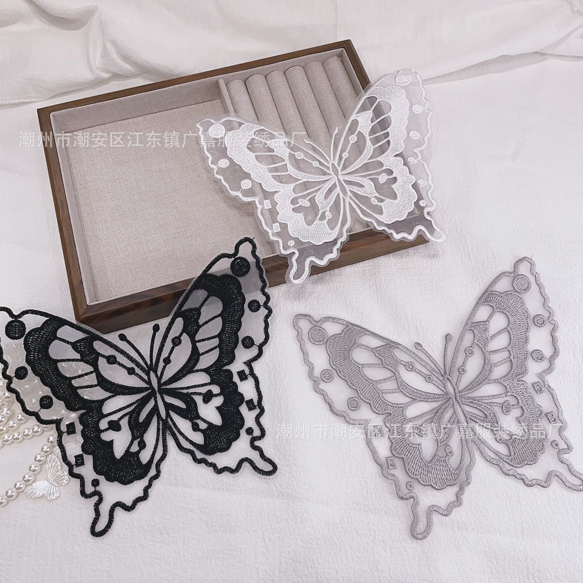 大号蝴蝶刺绣辅料diy配饰 连衣裙前胸后背蕾丝蝴蝶装饰butterfly