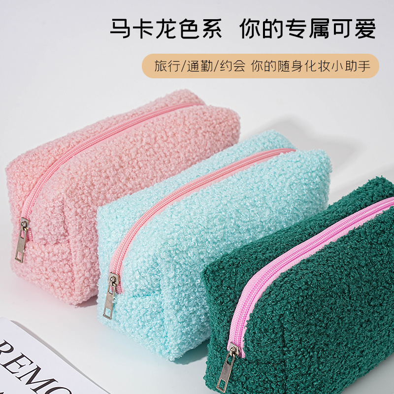 厚みのあるぬいぐるみ化粧ポーチテディベルベットかわいい日本の高価値学生大容量鉛筆バッグ無地収納袋|undefined