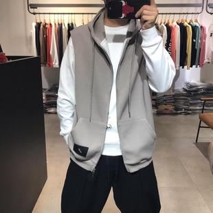 American Casual Hooded Sleeveless Vest for Men, Spring and Summer, Large Size 150kg Fashionable Korean Style Loose Fit