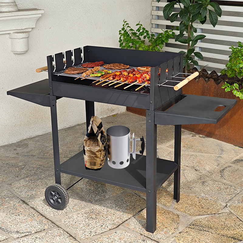 Mayorista tres velocidades elevable al aire libre parrilla de barbacoa europea gruesa parrilla de carbón al aire libre parrilla de barbacoa