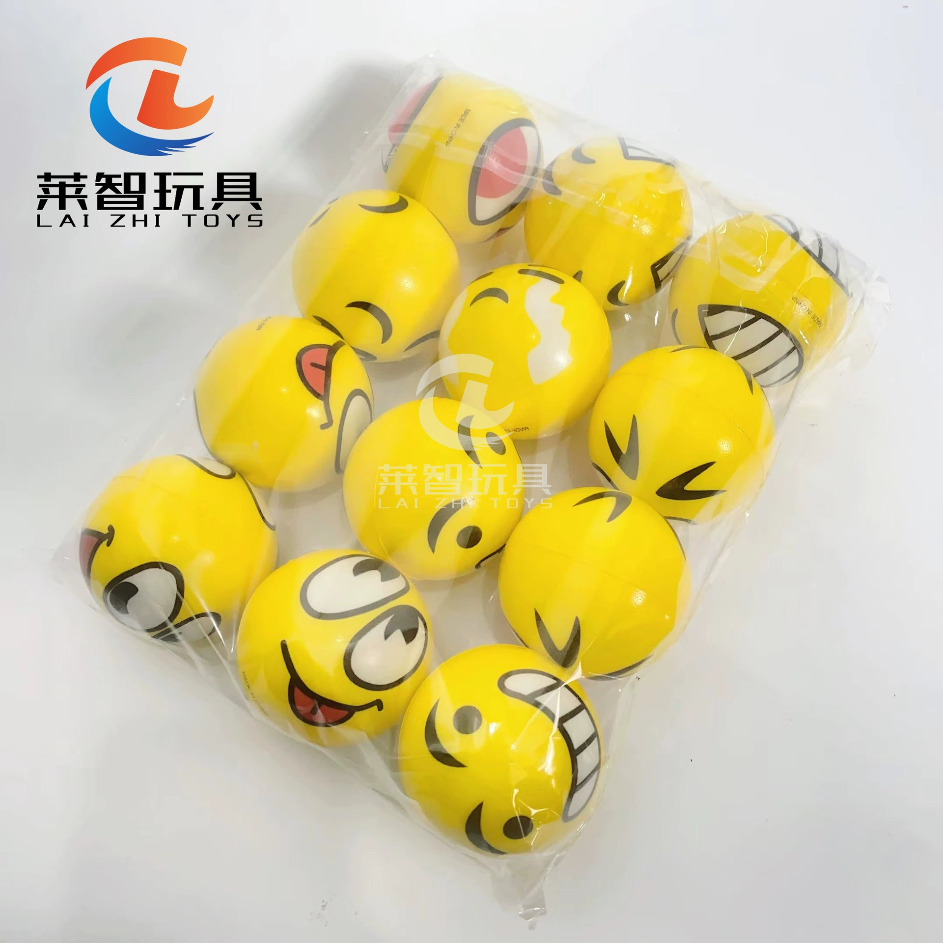 Трансграничный горячий 63 мм смайлик стресс мяч бег ПУ мяч пена твердая губка мяч вентиляционный мяч логотип для печати