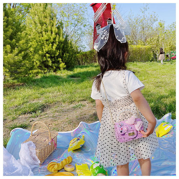 Girl'S Cloth Flower Bow Knot Cute Sequins Pearls Square Lock Clasp Crossbody Bag display picture 31