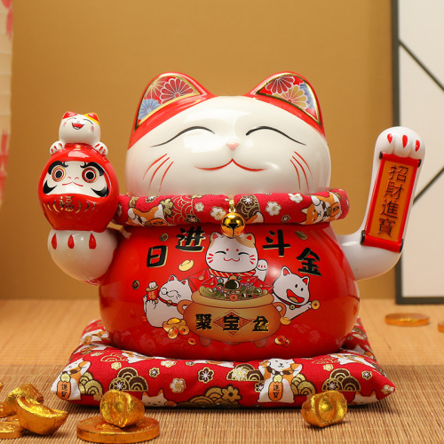 Lucky cat ornaments, large and small, automatic waving hands, shop cashier counter, home living room decoration, lucky cat gifts