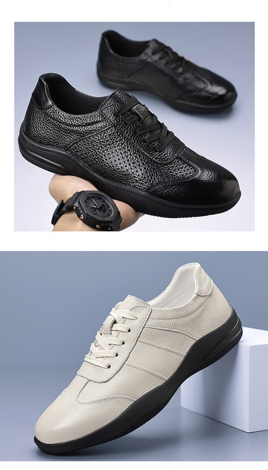 Giày da lỗ nam da bò lớp đầu, đế mềm chống trượt, thoáng khí, kiểu sneaker thể thao — Giày bệt GX màu trắng kem 88332, Giày bệt GX màu đen 88332 chi tiết 23