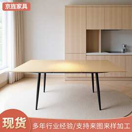 简约餐桌办公室工业风长条会议桌子可推拉设计师小户型吃饭桌