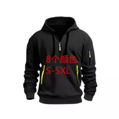 男性服レジャースポーツパーカー秋冬上着腕ポケットファスナーパーカー