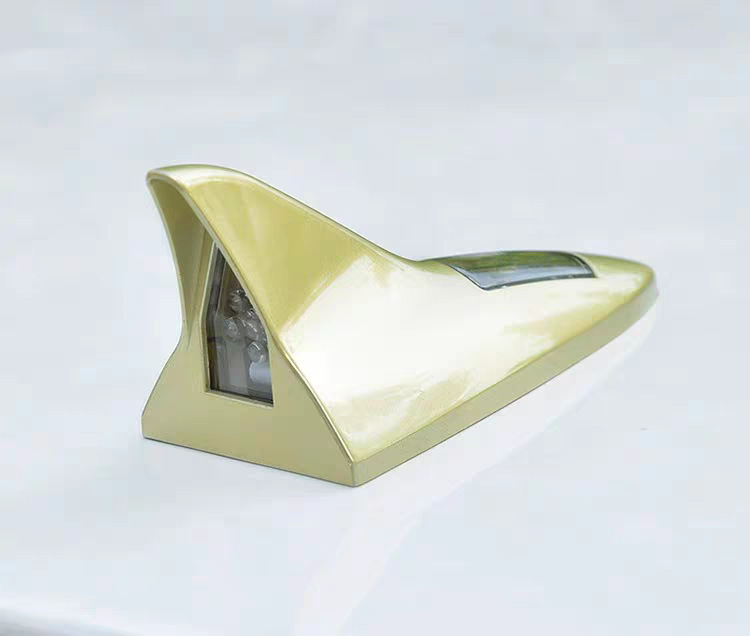 Car Solar Antenna Fin Light Universal Roof Anti-Rear Collision Warning Light Shark Fin Strobe Light Decoration