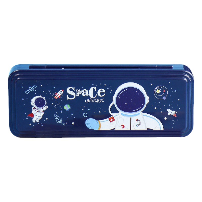 Caja de papelería de estudiante al por mayor niños de dibujos animados lindo astronauta plástico impermeable caja de lápiz de bloqueo de contraseña multifuncional