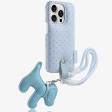 ins风纯色鼓包波点适用iphone14/15小狗挂绳13苹果16ProMax男女16