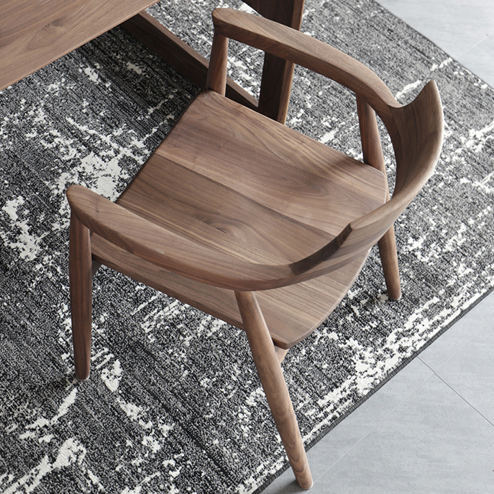 North American Black Walnut Wood Large Hiroshima Back Sofa Chair Fully Solid Wood Living Room Desk Chair Simple with Armrest