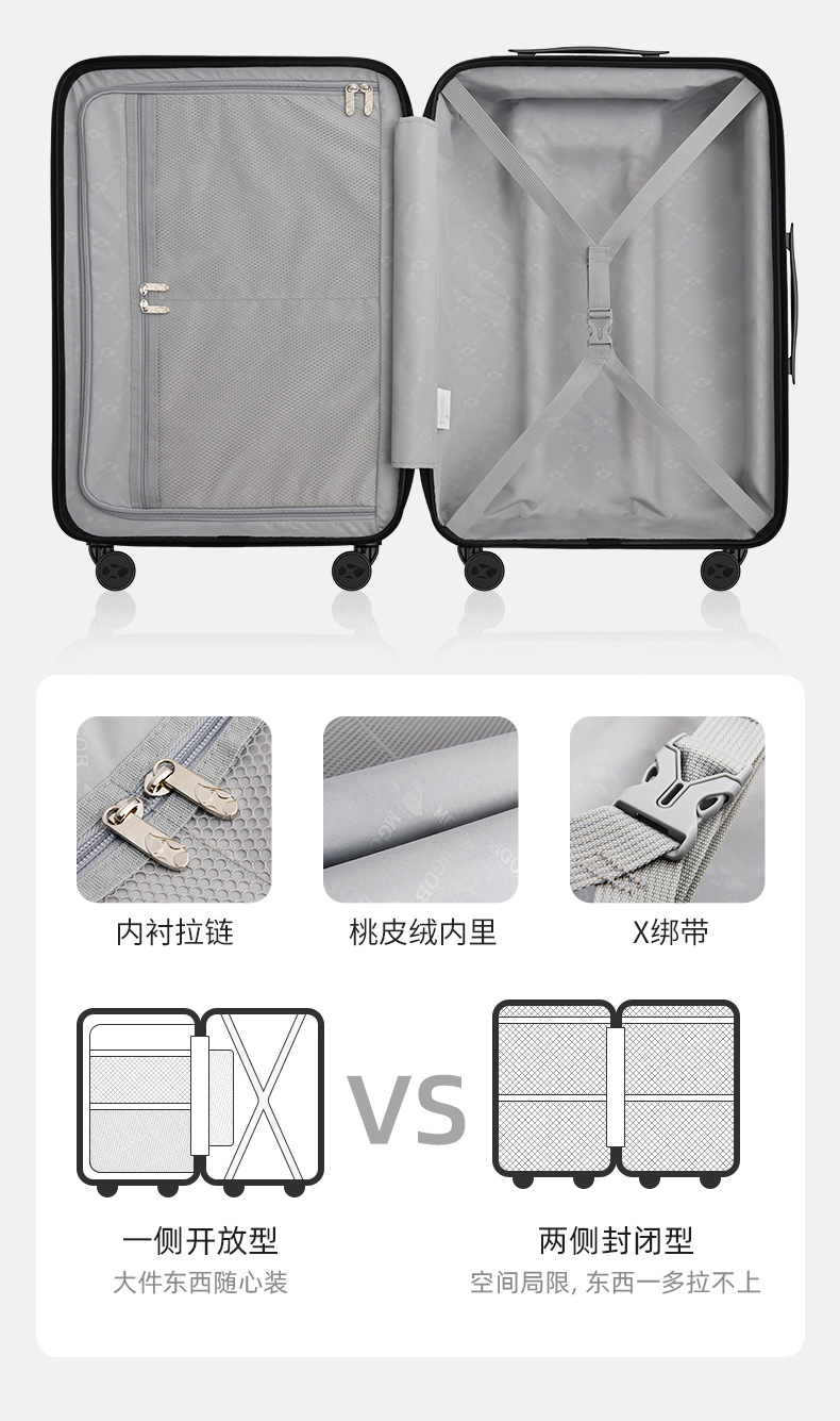Vali nhựa PC cao cấp chống rơi, dung tích lớn, có khóa số, size 20/24/28 inch — Chất liệu PC cao cấp màu bạc chi tiết 13