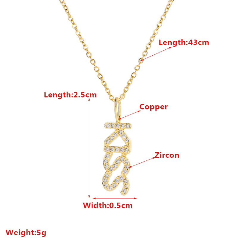 Fashion Letter Copper Inlaid Zircon Real Gold Electroplating Necklace Mother's Day Gift display picture 1