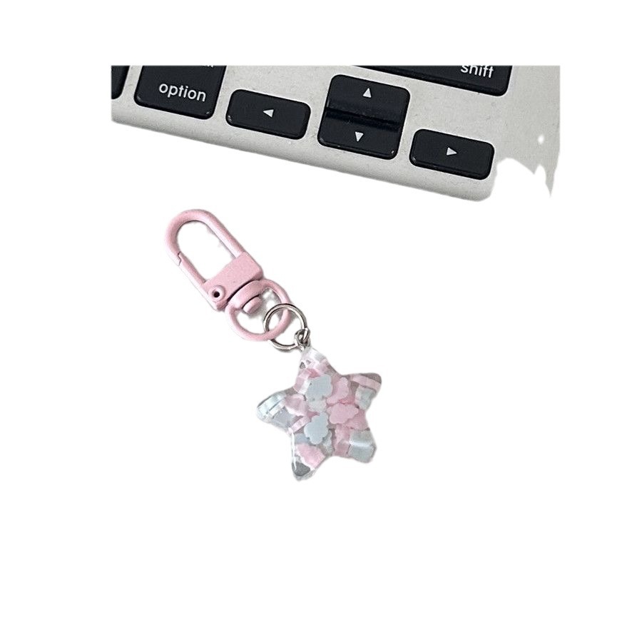 Llavero transparente con diseño de estrella de cinco puntas, nube y colores crema, estilo ins, ideal para pareja o regalo de novia.