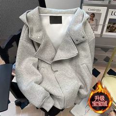 国潮牌拉链开衫连帽卫衣女春秋冬宽松oversize设计感休闲百搭外套