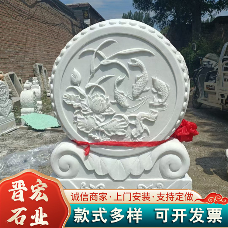 做旧老石器复古雕花抱鼓石 寺庙别墅庭院门前 中式仿古抱鼓石一对