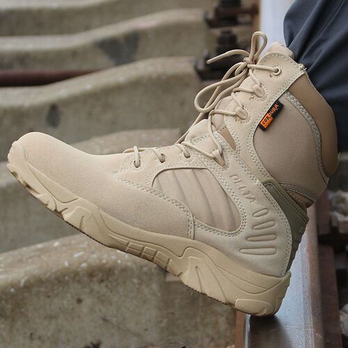 Spring and Autumn Men's High-Cut Delta Training Boots Breathable Durable Low-Cut Combat Boots Tactical Boots Training Boots Hiking Shoes