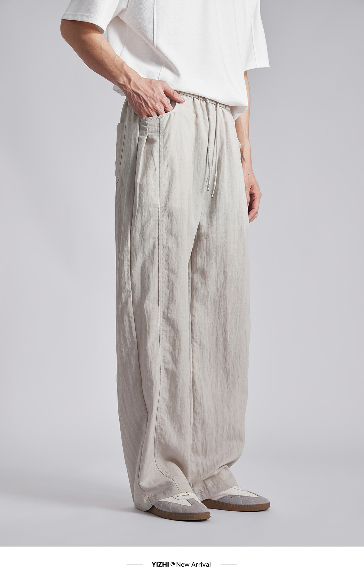 Quần dài nam ống rộng chất liệu linen phong cách thư giãn — đen chi tiết 8