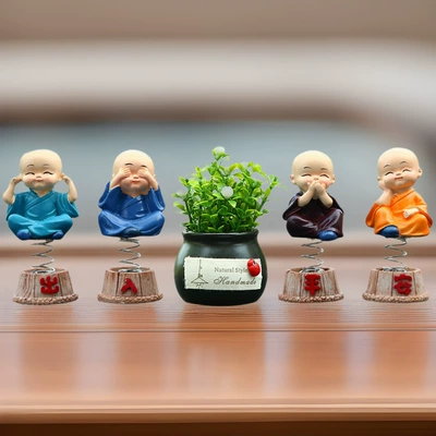 Little Monk Car Ornament, Monk Car Interior Decoration, Auspicious Fruit Plant Potted Plant, Fresh Scent Car Fragrance, Car Hanging Decoration