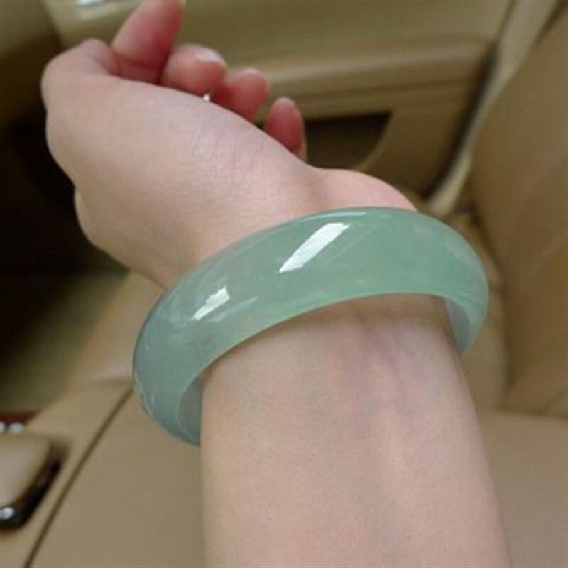 Genuine Jade Bracelet for Women, Natural Color Jade Bracelet for Women, Light Green Jade Bracelet with Floating Flowers