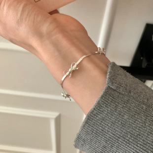 Korean Style Bow Knot Bracelet Women's 2024 New Light Luxury Niche Design Advanced Sense Simple All-match Elegant Fashion Sweet