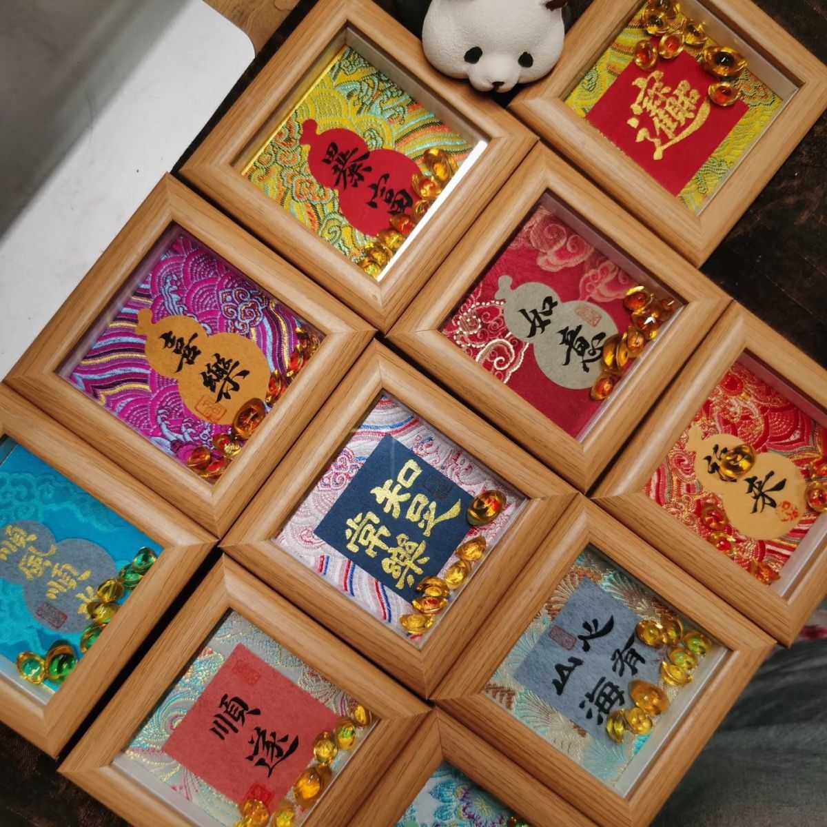 【到手10张】8.5x8.5cm宋锦布底纹包边硬卡熟宣小楷工笔画没骨画