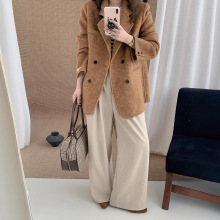 韩版简约气质小个子西装毛呢外套2025秋冬新款百搭双面羊毛大衣女