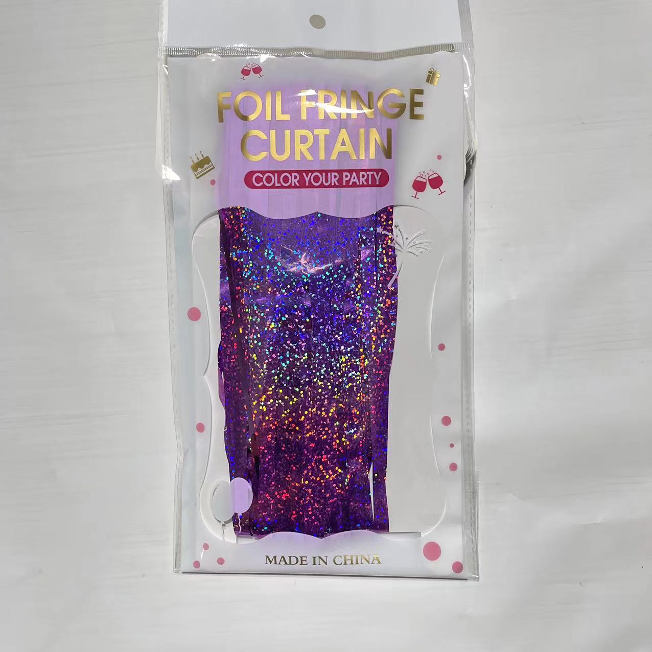 Punto láser de color brillante cortina de seda de lluvia común fabricantes de bordas