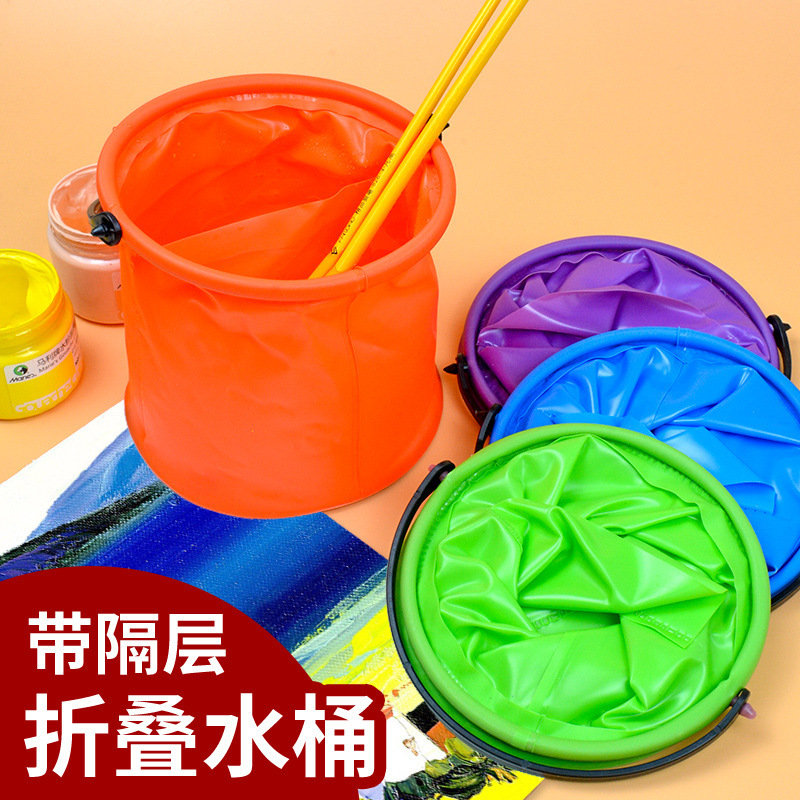 small size pen washing bucket with compartment non-compartment pen washing container folding telescopic pen washing bucket with compartment painting