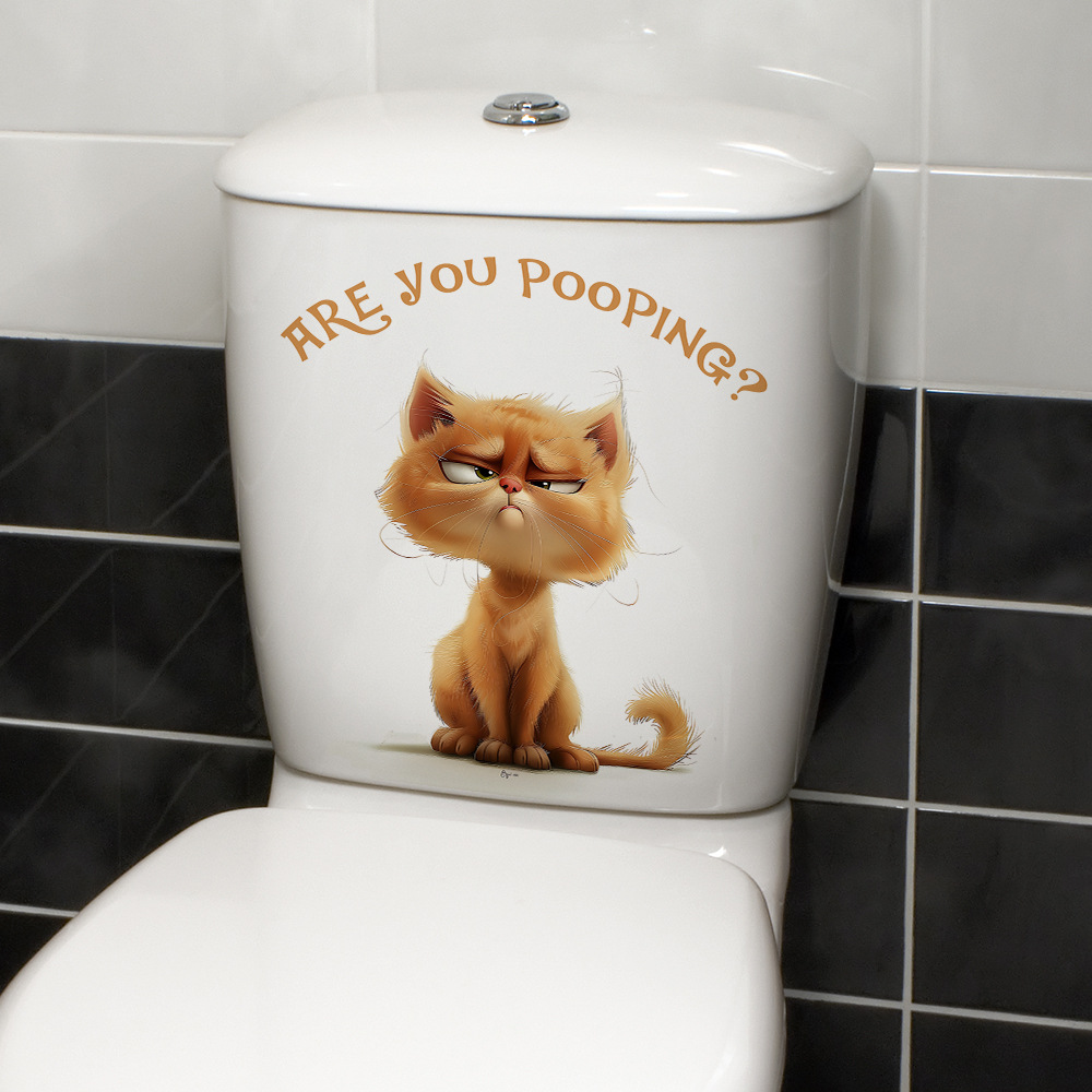 Sticker mural décoratif transfrontalier créatif 3D chat, animal, pour salle de bain, toilettes ou maison - Autocollant imperméable_voghion.com