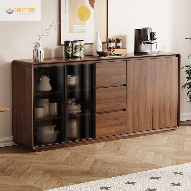 Sideboard cabinet wall-mounted kitchen integrated storage cabinet living room multi-functional new Chinese style storage cabinet solid wood color modern minimalist