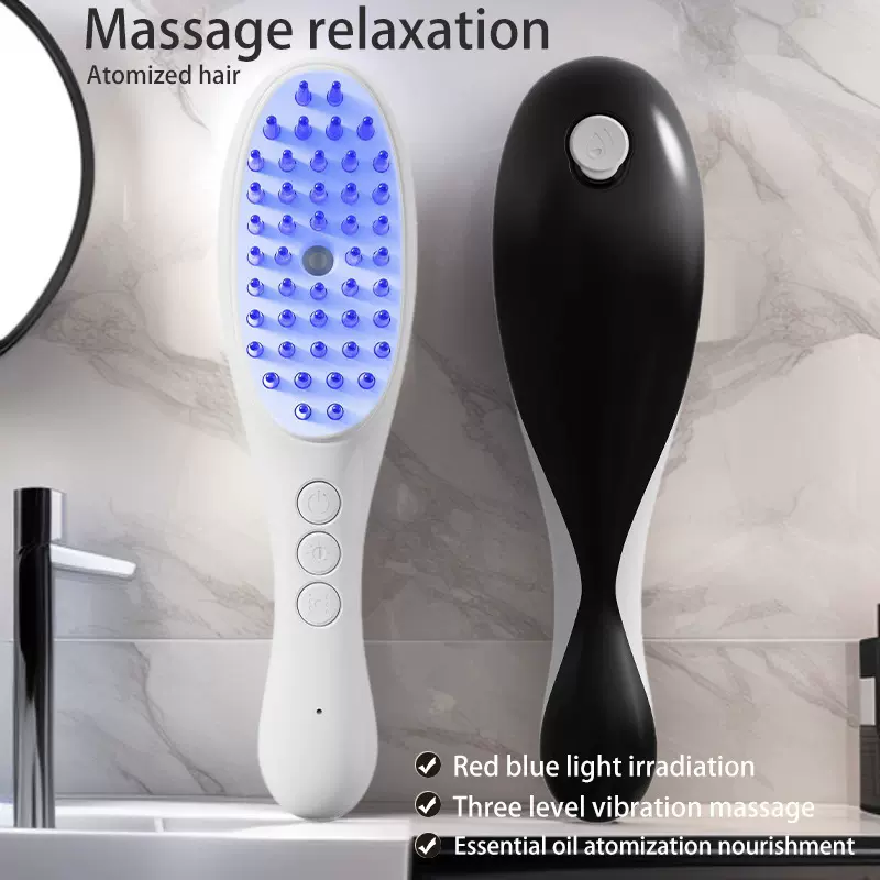 家用电动按摩梳防脱发经络头部按摩仪红光护发梳子导液美发按摩梳