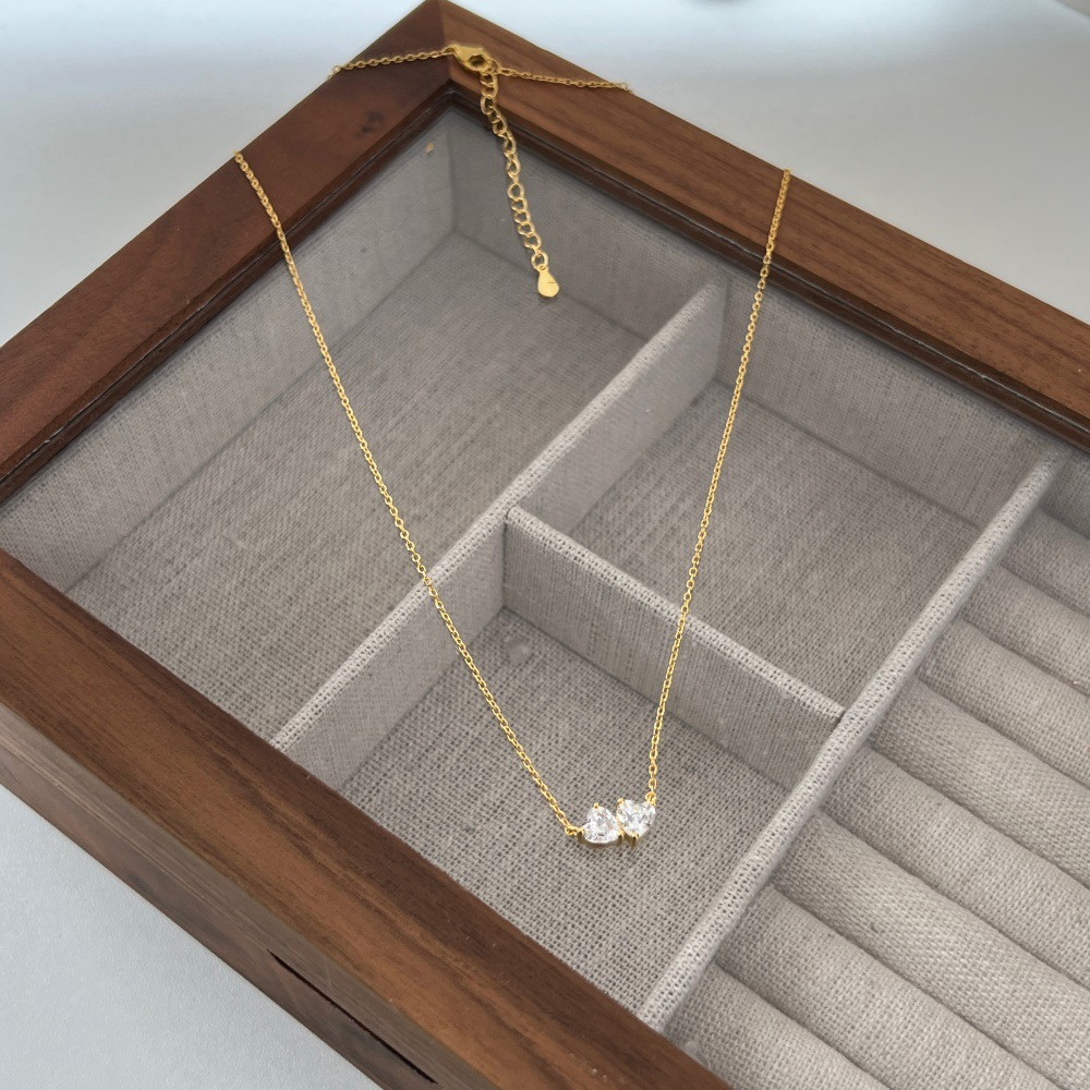 1 Pièce Argent Sterling 925 Forme De Cœur 925 Argent Sterling Chaîne De Câble Collier display picture 3