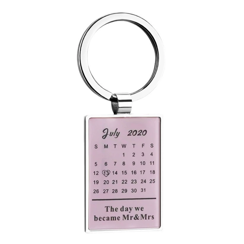 Calendar stainless steel, keychain, photo, creative accessory, commemorative pendant