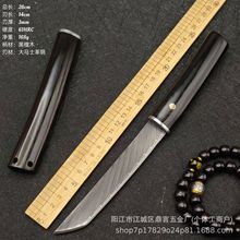 黑檀木大马士革钢户外小直刀野外露营求生锋利高硬度多功能水果刀