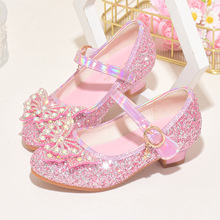 童鞋厂家批发儿童高跟鞋子小女孩爱莎公主水晶鞋女童单鞋春秋皮鞋