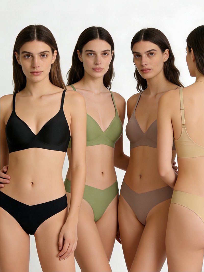 Women's Seamless Bra And Brief Set Wire-free Comfortable Soft Support_voghion.com