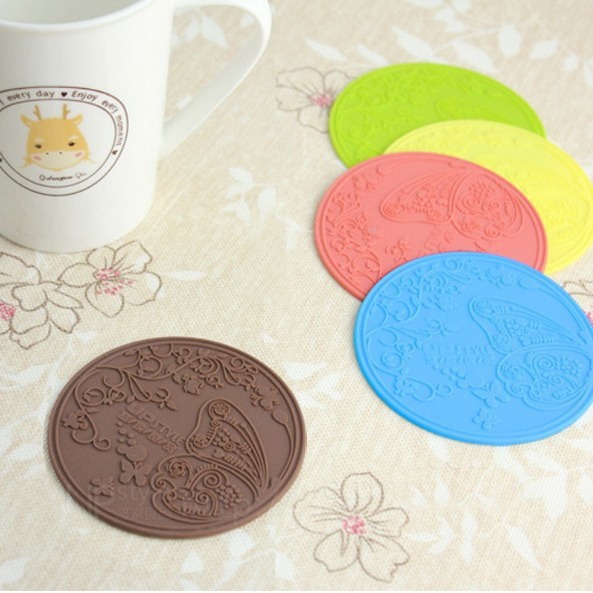 源头实力厂家直供批发唯美蝴蝶图案杯垫创意陶瓷杯玻璃杯硅胶杯垫