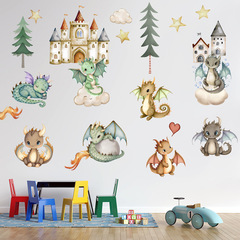 新款卡通城堡動物恐龍寶寶自粘牆貼畫客廳臥室兒童房裝飾畫KSA-10