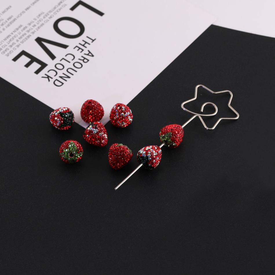 跨境重工陶泥草莓钻球西域公主钻珠 diy手工自制手链项链串珠配件