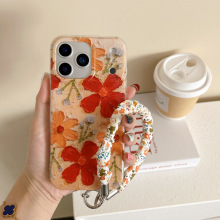 秋冬油画黄色花朵适用苹果16手机壳iPhone17pro max新款15/14双层