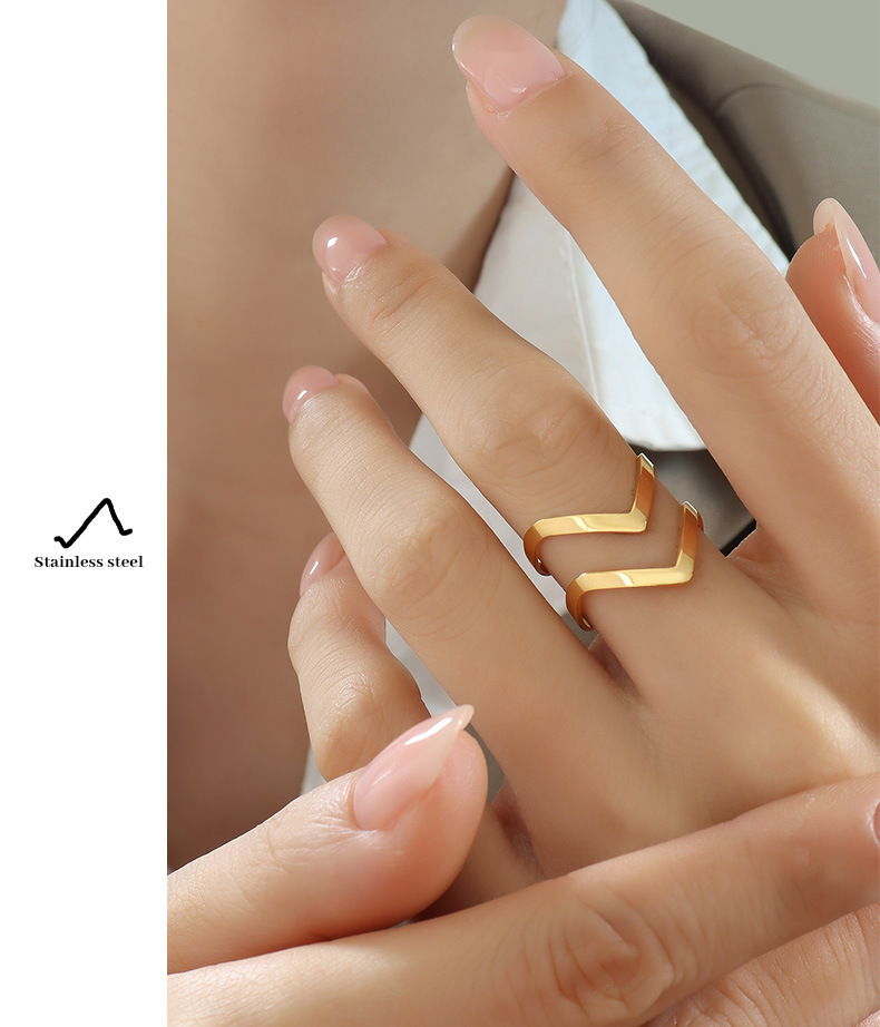Simple Style Geometric Titanium Steel Plating Rings