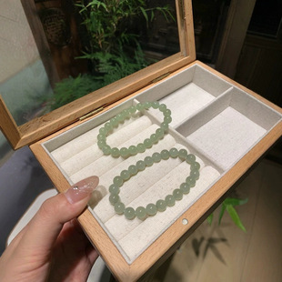 Jin Yutang Xinjiang Hetian Jade Bracelet Lake Water Green and Sunny Water Material Crystal Clear and Clean Fluorescent Good-looking