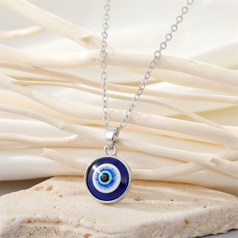 European CrossBorder Sold Jewelry Retro Simple More Sizes Devils Eye Necklace round Blue Eyes Clavicle Chain Femalepicture7