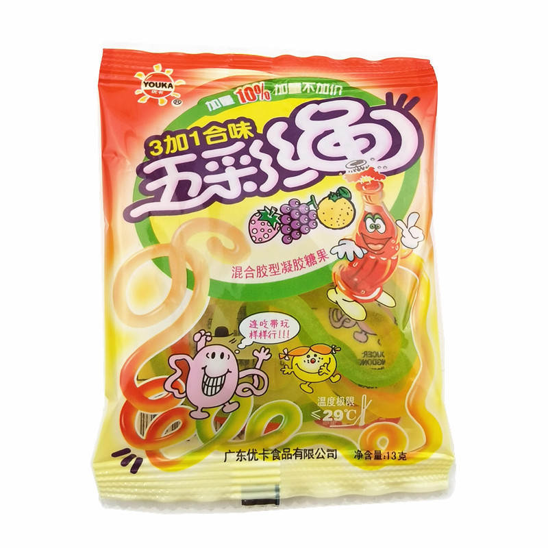 Youka カラフルロープ ミックスジェル キャンディー 8090 懐かしいお菓子 5袋 送料無料 カラーロープ|undefined